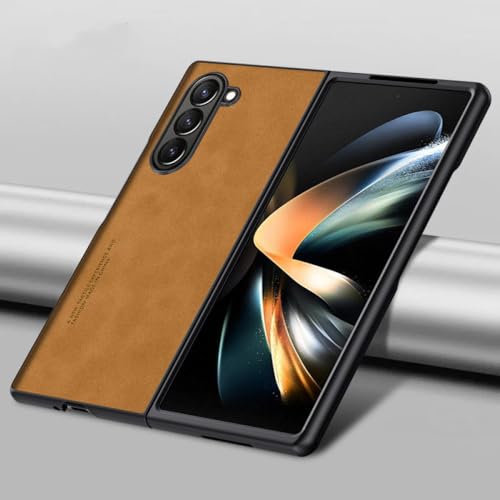 Coque Samsung Z Fold 5 4 3 antichoc en silicone souple et cuir marron