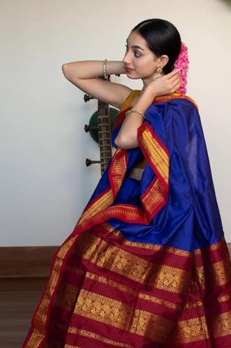 Image of South Cotton Gadwal Saree for Women | Celebrity Inspired Traditional Ethnic Wear | Chettinad & Kalyani Cotton Sarees | Soft Cotton Saree with Blouse Piece
