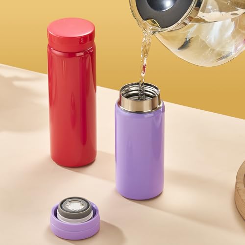Kleine Thermosflaschen Edelstahl - niedliche Wasserflasche, vakuumisolierte Flasche für heiße und kalte Getränke(BPA-freie, Nelken rot… – Ansicht 5