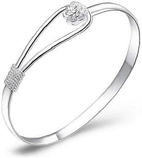 Women Bracelet Rose Flower Bracelet Plated Women Jewelry 925 Silver Sterling Silver Solid Bracelet Fashion Cuff Bangle Chain Bracelets