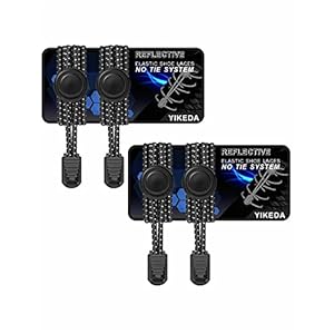 YIKEDA Elastic Laces 2 Pairs of Reflective Elastic Shoelaces for Adults / Kids No Tie Elastic Lock Shoe laces Suitable…