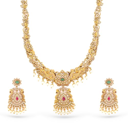 Image of Rubans American Diamond Zirconia Necklace Set Traditional Stylish Jewellery Gift for Women & Girls