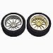 Shaluoman 4Pcs 1/10 On-Road Foam Tires& 9003 Wheel Rims 12mm Hex for HSP HPI RC Racing Car Toy, Gold