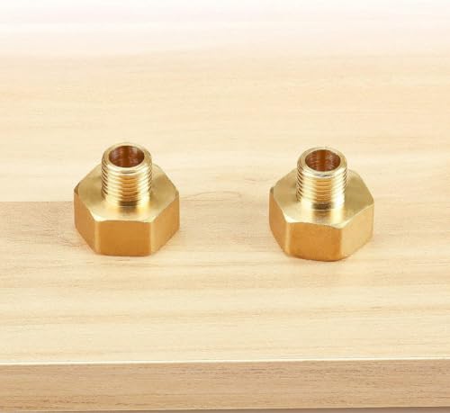 Noosverl 2 Stücke Reduzierstück 1/4 auf 1/2 Zoll, Reduzierverlängerung 1/4 Zoll außen x 1/2 Zoll innen Messing Gewinde/Messing Fittings