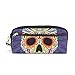 Produktbild für Student Boy Girl Kosmetische Make-up Tasche Stift Schreibwaren Tasche Tasche Geldbörse Lila Bunte mexikanische Schädel Reißverschluss Navy Pencil Case