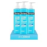 Neutrogena Hydro Boost Aqua Reinigungsgel Parfümfrei, klärende Gesichtsreinigung mit feuchtigkeitsspendender Hyaluronsäure, sanfter Make-up Entferner für alle Hauttypen 200 ml (Packung mit 3)