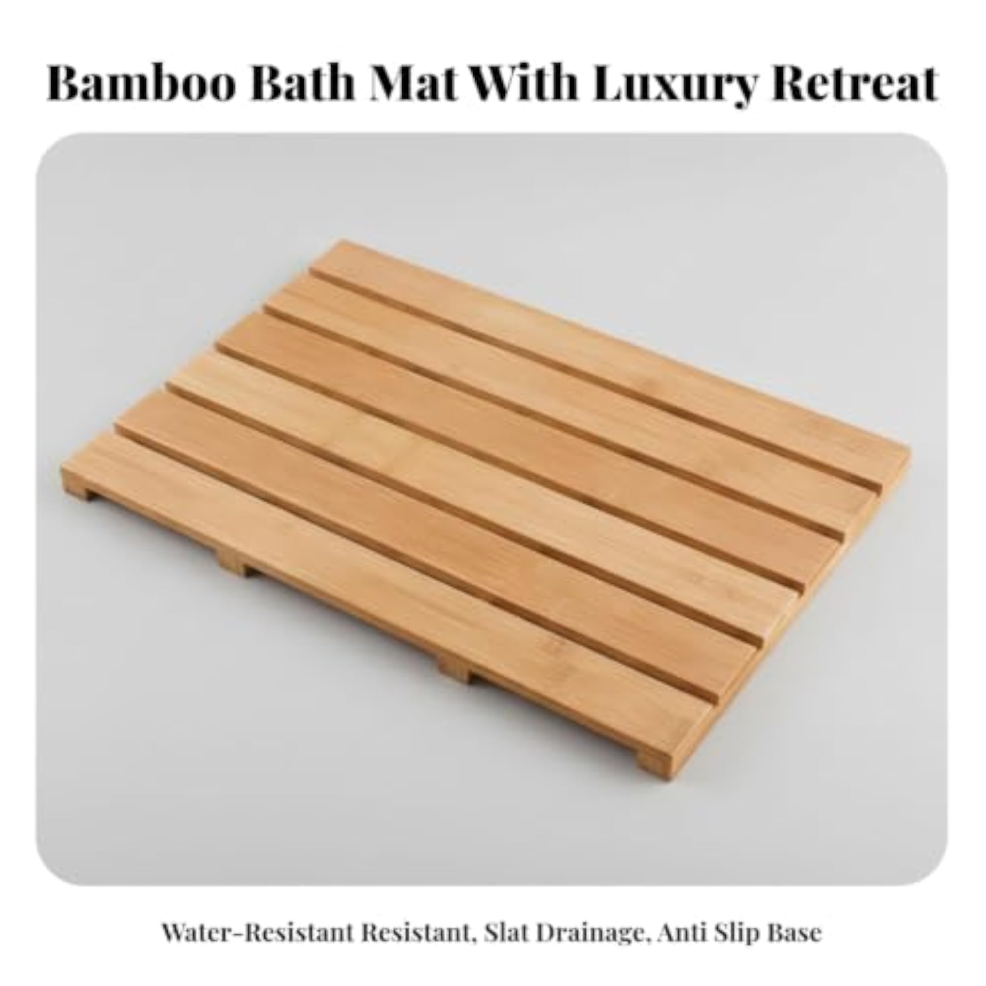 Quick-Draining Non-Slip Bamboo Bath Mat for Shower & Poolside