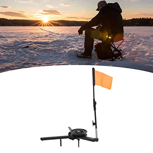 VGEBY Ice Fishing Tip Up, Ice Fishing Pole Flag with Reel Triangle Base Foldable Winter Fishing Rod Flag Pole Accessories Tip Ups Ice Fishing