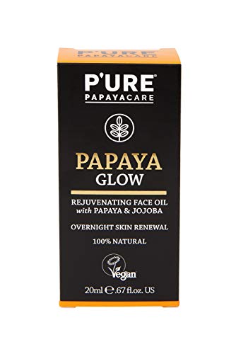 P'URE Papayacare Papaya Glow - Rejuvenating Face Oil with Papaya and Jojoba - Overnight Skin Renewal, 100% Natural and Vegan (.67 oz)