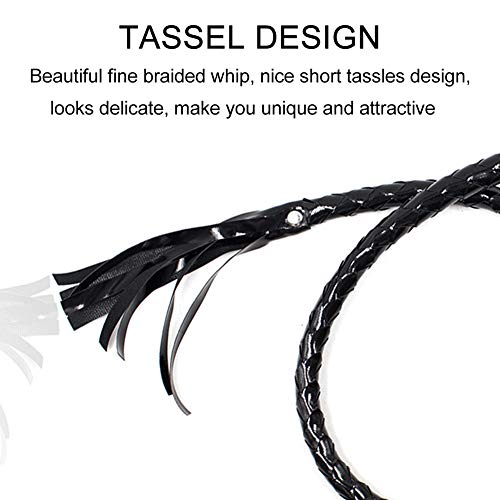 Calidaka Faux Leather Black Whip Costume Whip Handmade Bullwhip, Whip Costume Accessory Horse Riding Crops Equestrianism Whips For Stage Performance Racing Cosplay Costume Accessories #TOP5