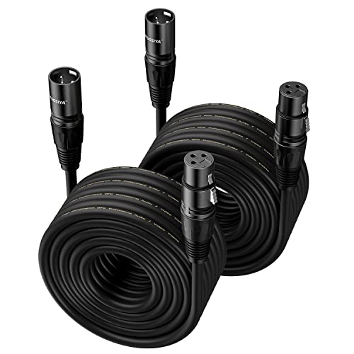Nuosiya Xlr Cable 50 Ft 2 Packs,Microphone Cables,Premium Balanced Microphone Mic Speaker Cable With 3-Pin Xlr Male To Female Dmx Cable,Black #TOP4