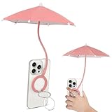 Magnetic Umbrella Phone Stand for Sun Protection,Adjustable Sun Shade Shield for iPhone 16/15/14/13/12 Pro Max,Samsung & Google,Detachable Ring Stand,Heat-Resistant Design,Car Mount Compatible, Pink