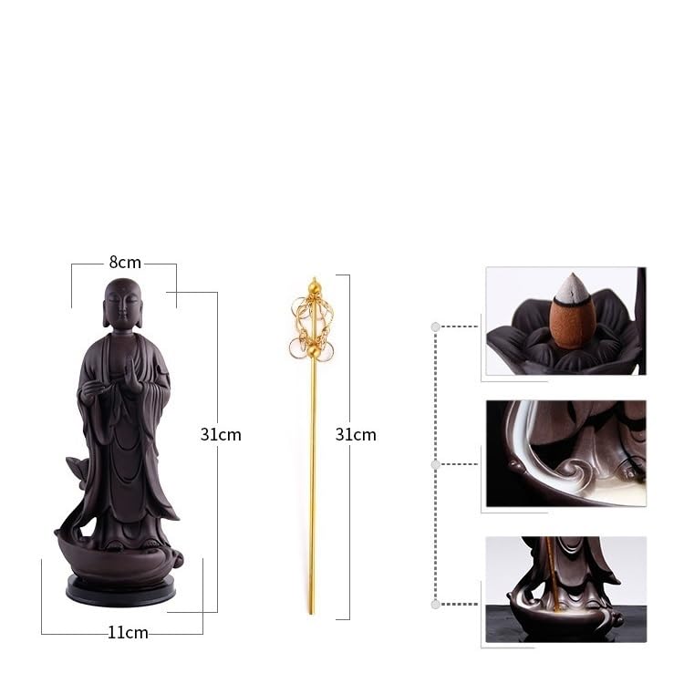 Bruciatore di incenso Statua di Buddha Bruciatore di incenso riflusso Casa Decorazione interna creativa Ornamenti in ceramica Incensiere