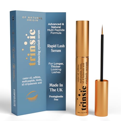 TRINSIC Eyelash Serum – Rapid Growth with Castor Oil, Peptides, Biotin & Hyaluronic Acid - Gentle & Safe Lash Serum for Thicker, Longer & Healthier Lashes Enhancing & Conditioning Advanced Formula UK