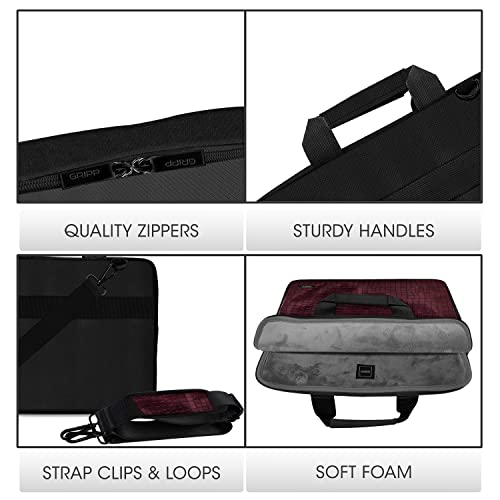 Image of GRIPP Croc Compact Fleet Laptop Sleeve Bag for Laptop /MacBook up to 13 Inch, Croc Embossed Design, Inner Micro Fiber Protection, Front Pocket, Detachable Shoulder Strap, Carry Handle - Burgundy