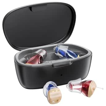 Hearing Aids for Seniors, Rechargeable Personal Hearing Amplifier with Volume Control and Portable Charging Case