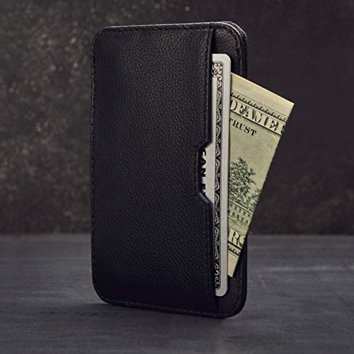 Vaultskin Chelsea Slim Minimalist Front Pocket Leather Wallet With Rfid Blocking For Men With Gift Box (Black) #TOP1