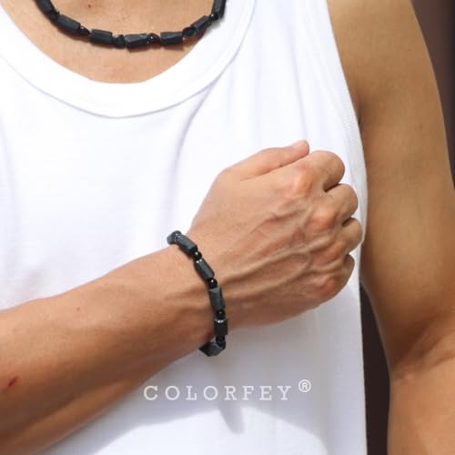 Protection Crystal Black Tourmaline Bracelet for Men, Raw Tourmaline Stone Bracelets Unique Healing Crystal Gemstone Bracelet, Premium Handmade Bead Bracelets Positive Energy Gift for Him2