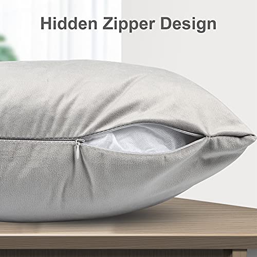 Esiposs Throw Pillow Covers 18X18 Velvet Cushion Covers Decorative Pillowcases Square Pillow Protector For Sofa Bed Chair Couch Car Office Yard Outdoor, Set Of 2, Silver Gray #TOP5