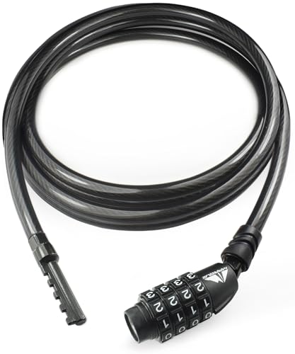 Image of MARQUE Straight Combination Bike Lock Cable - 3/8 inch (5FT, 10FT, 15FT, 25FT) Resettable Combination Lock, Anti-Theft Security Cable for Bicycles, Kayaks, Paddle Boards and Outdoor Gear (10 FT)
