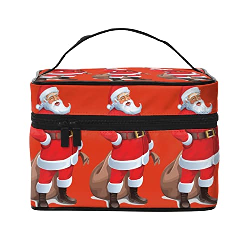 Trousse de maquillage Père Noël de grande capacité noire pour femme