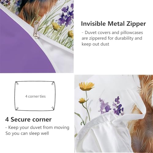 Parure housse couette vache des Highlands microfibre avec taies - 7