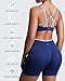 Aoxjox Women's Workout Lexi Lined Charm Sports Bras Deep V Color Block Fitness Training Gym Yoga Crop Tanks (Bellwether Blue/Airy Blue, Medium)