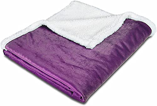 Image of Petslover Blanket for Dogs Cats, Warm Flannel Plush Pet Bed Blanket Reversible Purpal (XL)
