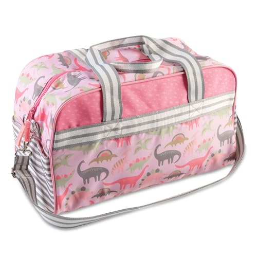 Stephen Joseph Kids Overnighter Duffle Bag for Boys & Girls, Carry-On Size Travel Duffle Bag for Kids, Pink Dino