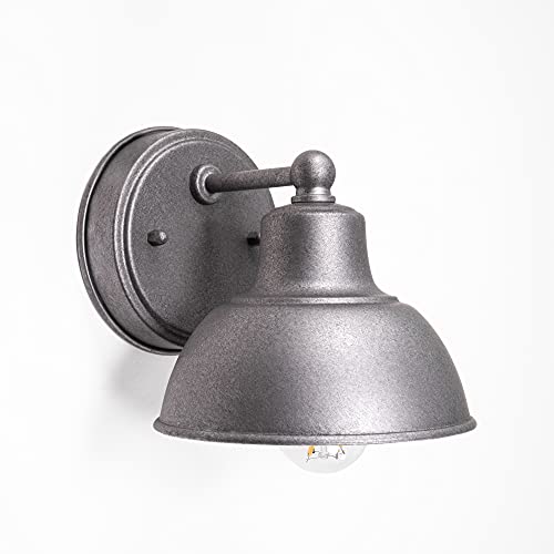 Coramdeo Oakhouse Indoor Or Outdoor 6” Barn Light, E26 Socket, Farmhouse Wall Fixture For Porch, Patio, Hallway, Bedroom Or Bathroom In Galvanized Finish & White Reflective Interior, Wet Location #TOP11