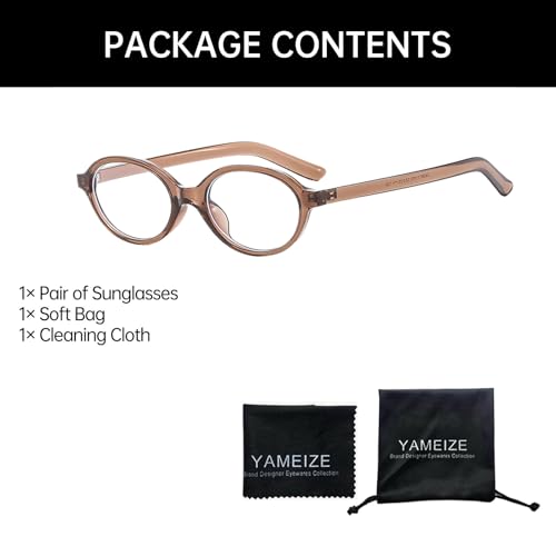Image of YAMEIZE Small Oval Blue Light Blocking - Glasses Women Men Retro Clear Anti Blue Light Eyeglasses for Computer Gaming