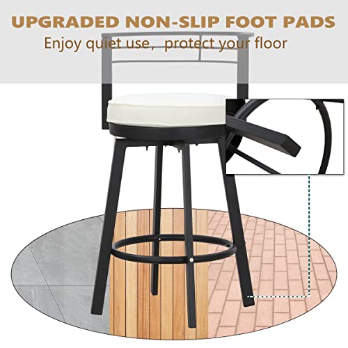 Patiofestival Patio Swivel Bar Stools Set Of 4,Outdoor High Bistro Stools&Bar Chairs With Curved Backrese,Morden Cushioned All-Weather Bar Dining Chair Patio Furniture For Deck Lawn Garden #TOP4