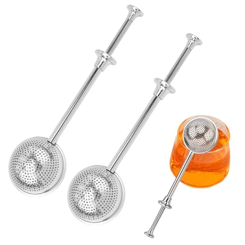 UIEXAY 2 Piezas Pinzas Para Té, Infusor De Té De Acero Inoxidable 304, Colador De Tea Reutilizable En Forma De Bola, Bola De Filtro De Tea Con Mango Telescópico, Para Tazas, Tetera, Café Ollas
