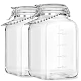 1.5 Gallon Glass Jars With Airtight Lid, Gallon Mason Jars Wide Mouth w Scale Marks(192 FL Oz), Glass Storage Containers with Lids And Sturdy Handles For Flour, Sugar, Baking Supplies, Set of 2