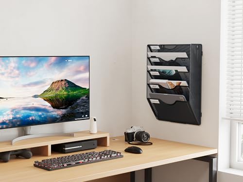 EasyPAG 5 Tier A4 Mesh in Tray Assemble Wall Pocket File Holder Hanging Mail Organiser Magazine Storage Rack,Black - Cosy Home Interiors EasyPAG 5 Tier A4 Mesh in Tray Assemble Wall Pocket File Holder Hanging Mail Organiser Magazine Storage Rack,Black - Image 5