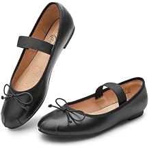 Trary Flats for Women Closed Round Toe Ballet Flats Mary Jane Shoes Women with Elastic Strap Cute Bowknot Comfortable Dress Shoes for All-Year Daily Work Casual Wear