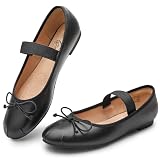 Trary Women's Flats Shoes, Black Satin Mary Jane, Ballet Flats with Straps, Comfortable Silk Lined Flats, Ideal Gift for Women, Size 9, Women's Department