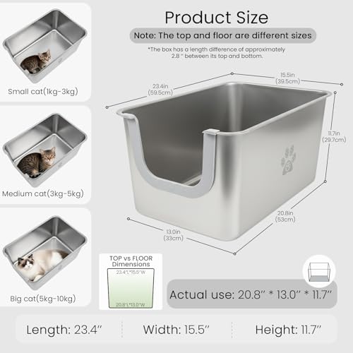 Arenero de acero inoxidable XL para gatos con lados altos miniatura 2