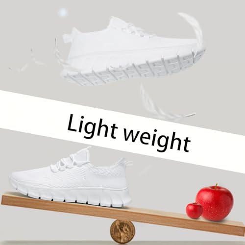 Men Tennis Shoes Running Shoes - Gym Sneakers Shoes Walking Workout Shoes Non Slip Walking Athletic Slip on Breathable Mesh Comfortable Lightweight Casual Fashion Sports Shoes White 124