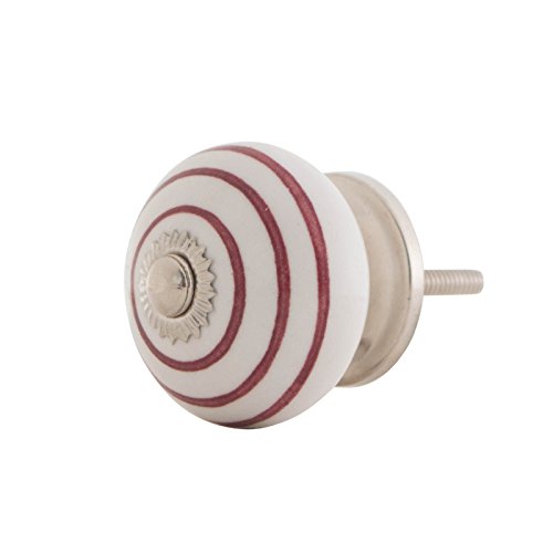 Knober Set di pomelli per mobili rosa bianco pois