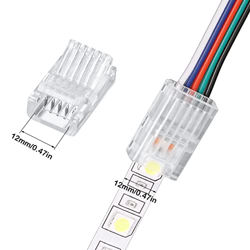 Image of Flutesan 10 Packs Solderless LED Strip Connector, Transparent Track Lighting Connectors, Wire Strip Lights, 16.4 Feet LED Strip for LED Pin Connector (5 Pin, 12 mm)