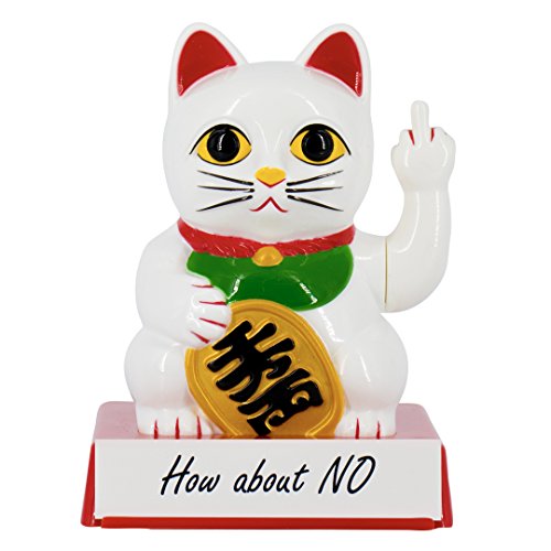 Locomocean, exprésate con Lucky Cat con Accesorio de Escritorio Cattitude con Actitud, con Mensajes Intercambiables y Brazo móvil con Manos Intercambiables