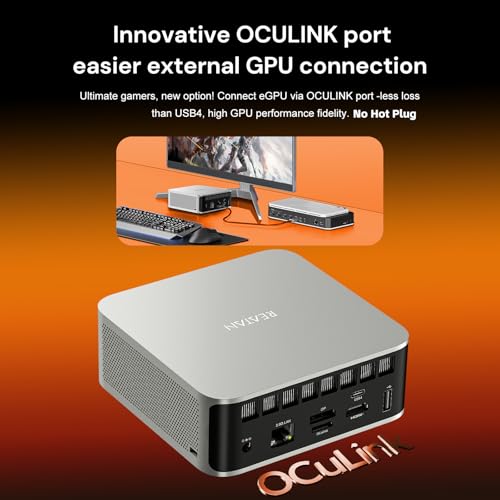 Image of Reatan X8 Mini PC with AMD Ryzen AI 9 HX470 (Beats HX370), 48GB DDR5 5600MHz, 1TB PICE4.0 SSD, OcuLink Mini Gaming PC, USB4, 8K Quad Display, 2.5G LAN, Wi-Fi 7, 86TOPS AI Workstation, Silver 1