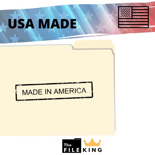 The File King 1/3 Cut File Folders Letter Size - 100 Pack | Manilla Folders 8.5 X 11 | American Made | Assorted 3 Tab Color Manila File Folder | Heavy Duty Office Supplies | Basic Paper File Folder #TOP4