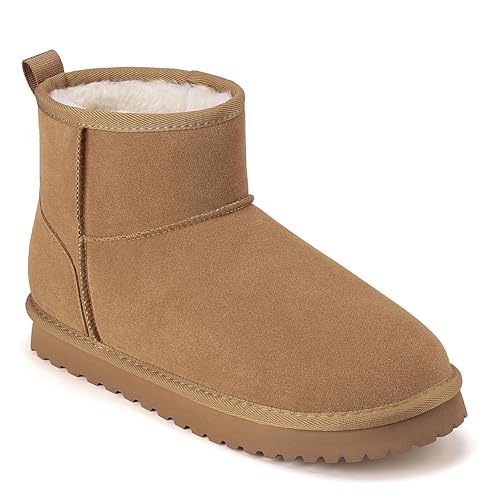 Mishansha Womens Suede Boots Platform Mini Snow Boots Warm Ankle Booties Winter Fur lined short boots Khaki 7.5 Women