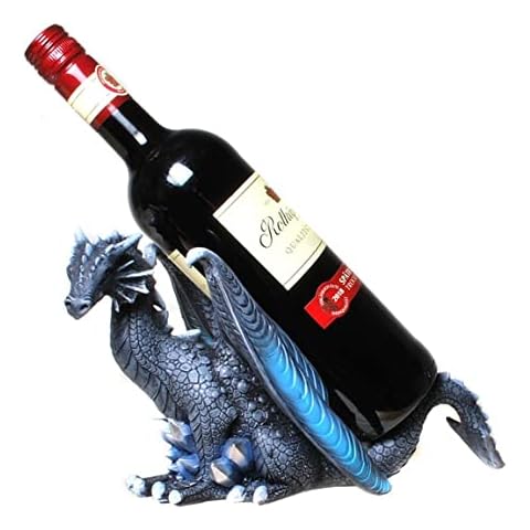 Kremers Schatzkiste Dragon Wine Bottle Holder 28 cm Polyresin Dragon Figure Bottle Holder Gothic Fantasy Guzzler Cover
