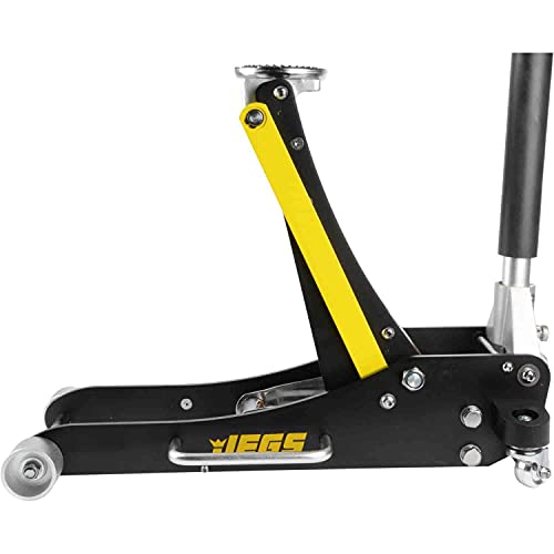Jegs Professional Low-Profile 2-Ton Aluminum Floor Jack | 3 ½ Inch Minimum Saddle Height | Lightweight Construction | 360 Degree Rotating Saddle #TOP3