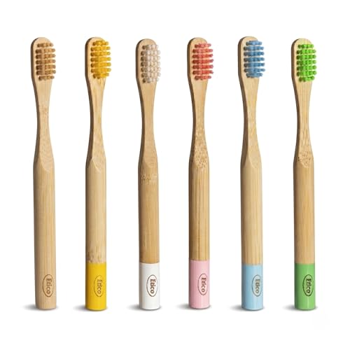Etico Spazzolino Bamboo Ecologico - 6 Spazzolini Bamboo per Bambini con Setole Morbide, Spazzolini Bambini in Legno Naturale Biodegradabile, Senza BPA, Vegan, Dispositivo Medico