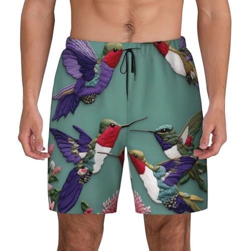 Short de bain pour homme léger à motif colibris