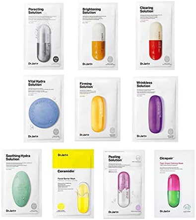KOSBEAUTY Dr. Jart Mask Sheet Set 7 Pcs Random(Brightening, Ceramidin, Clearing, Firming, Peeling, Porecting, Soothing, Tiger Calming, Vital Hydra, Wrinkle), Skincare, Facial care
